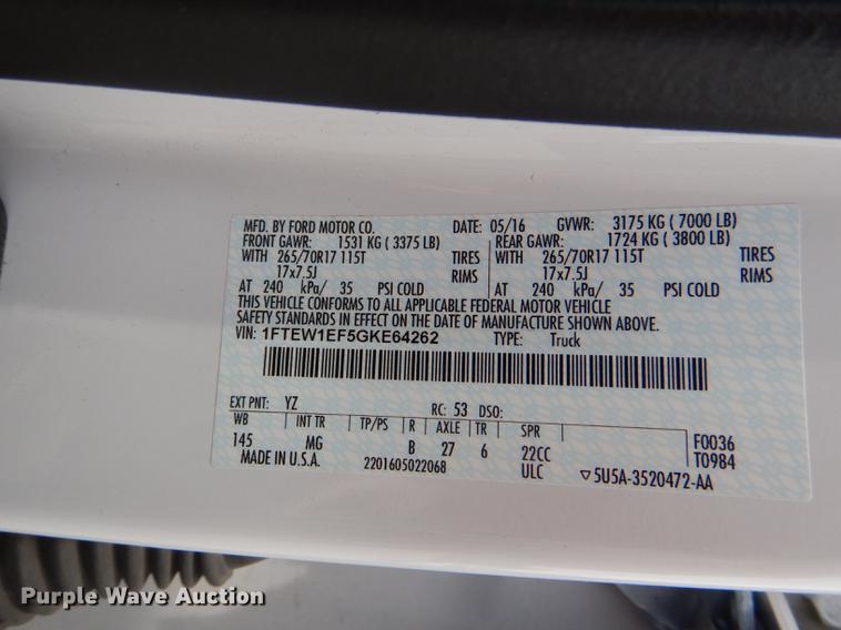 image for item DE3577 2016 Ford F150 SuperCrew pickup truck