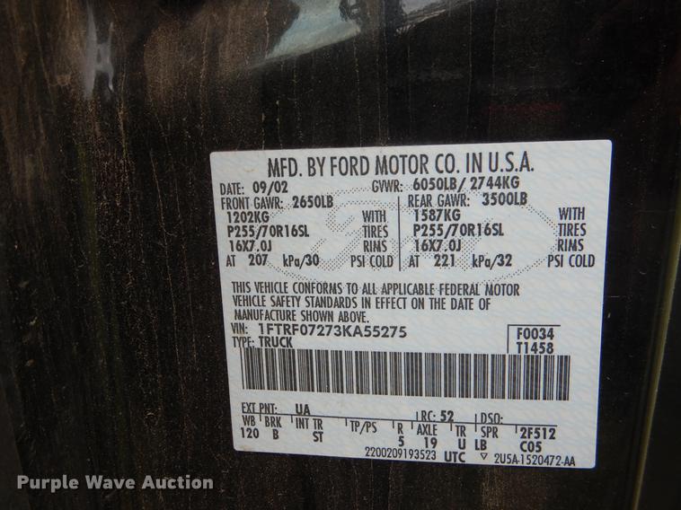 image for item DE3973 2003 Ford F150 pickup truck