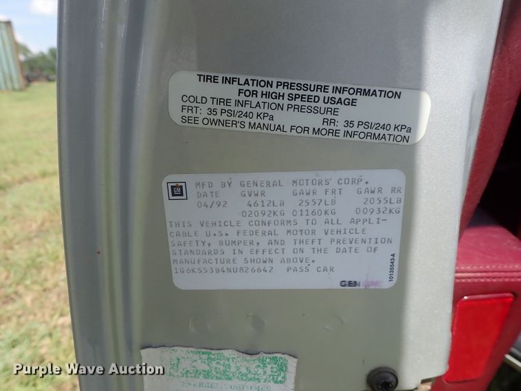 image for item DE5344 1992 Cadillac Seville