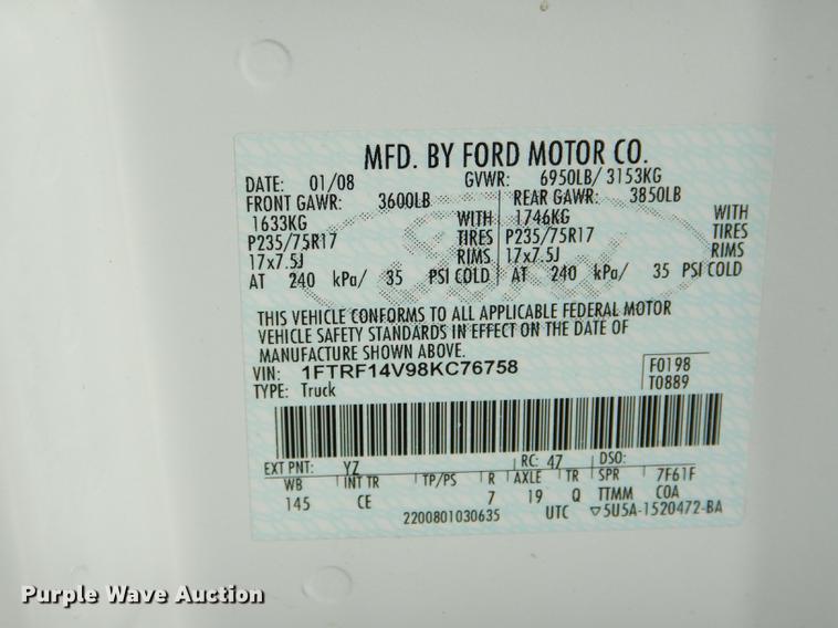 image for item DE8445 2008 Ford F150 XL pickup truck