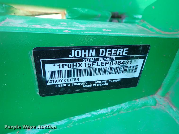 image for item DF1227 2018 John Deere HX15 batwing rotary mower