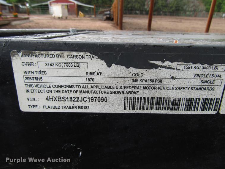 image for item DG1228 2018 Carson utility trailer