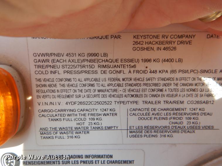 image for item DG4765 2012 Keystone Cougar 26S camper