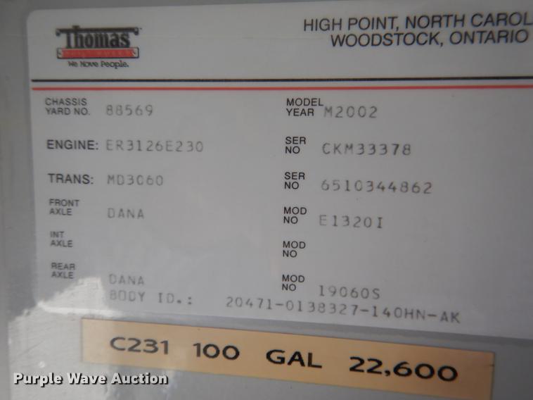 image for item DG5807 2002 Thomas Built Saf-T-Liner MVP ER school bus