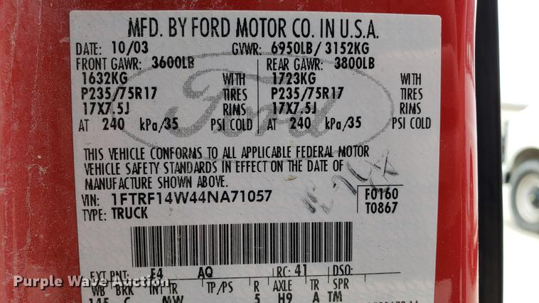 image for item EU9770 2004 Ford F150 pickup truck