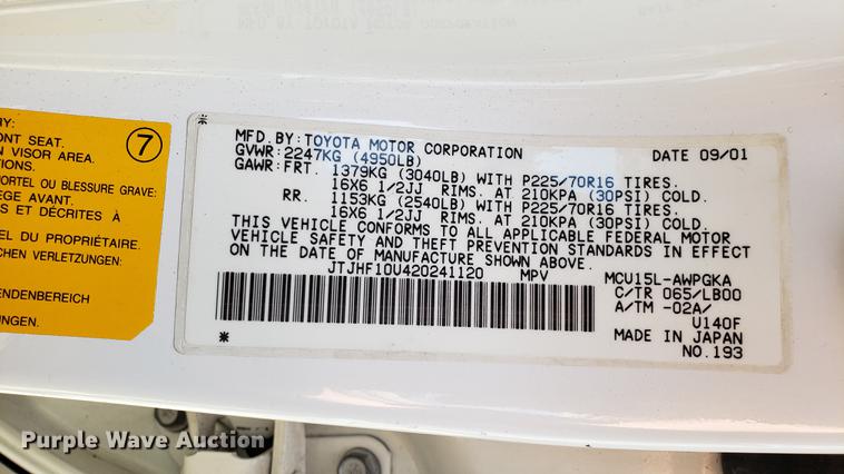 image for item EU9797 2002 Lexus RX300 SUV