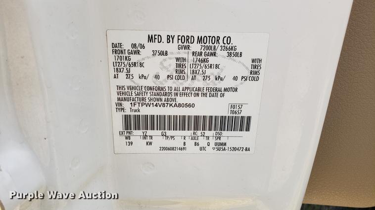 image for item EU9798 2007 Ford F150 SuperCrew pickup truck