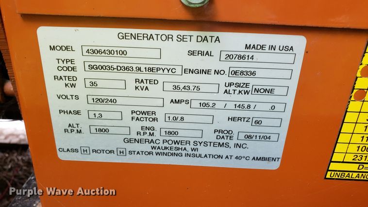 image for item EU9831 Generac 4306430100 generator