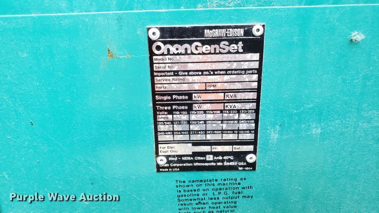 image for item EU9832 Onan 30 generator