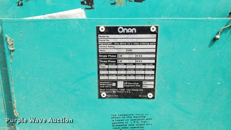 image for item EU9834 Onan 30 generator