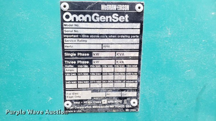 image for item EU9835 Onan 45 generator
