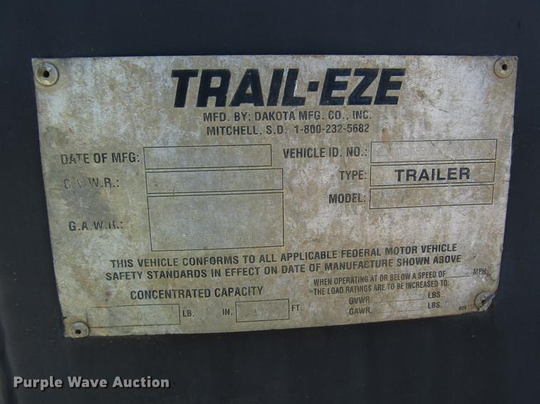 image for item FO9294 1995 Trail-Eze DA5428 equipment trailer