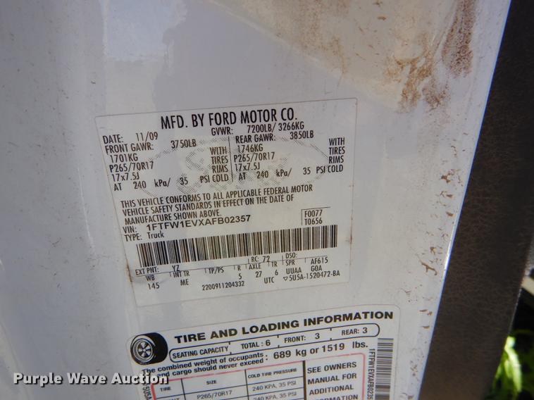 image for item FT9517 2010 Ford F150 XLT SuperCrew pickup truck