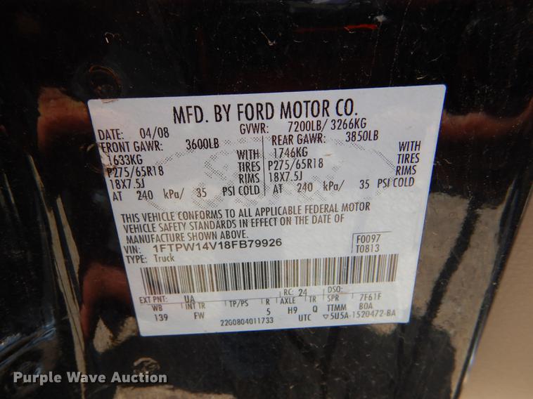 image for item FT9539 2008 Ford F150 XLT SuperCrew pickup truck