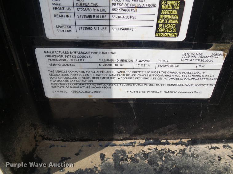 image for item DB2181 2013 Load Trailer dump trailer