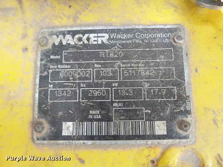 image for item DC4568 1999 Wacker RT820 trench compactor