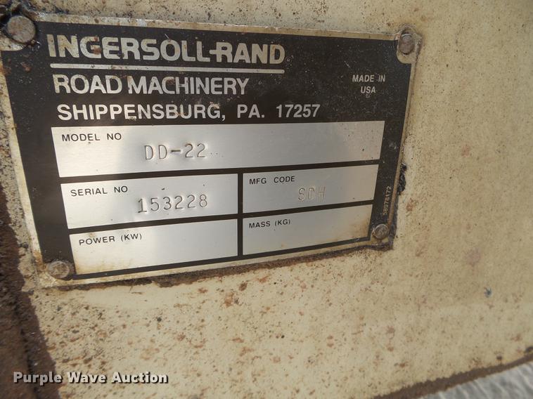 image for item DC4570 1998 Ingersoll Rand DD-22 double drum vibratory roller