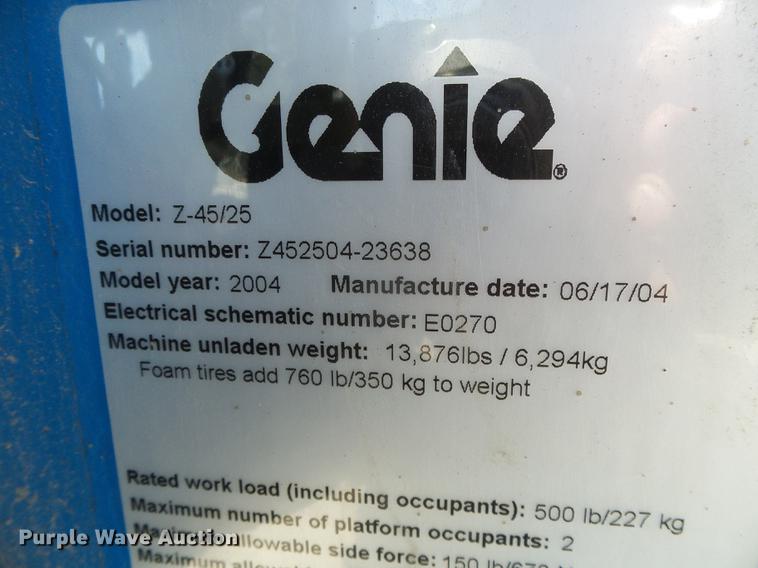 image for item DC5152 2004 Genie Z-45/25J boom lift