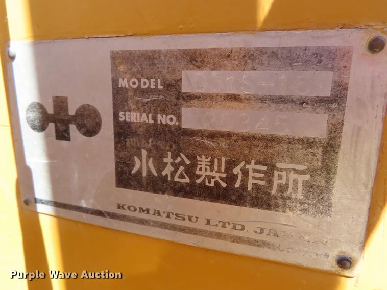 image for item DD6182 1978 Komatsu D31S-16 track loader
