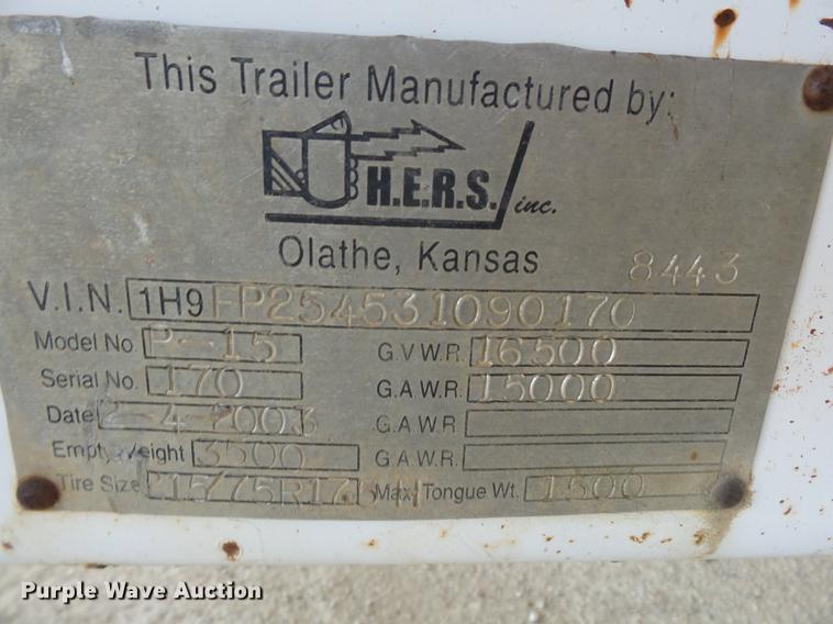 image for item DE7806 2003 HERS Inc P-15 pole trailer
