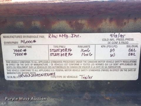 image for item DE7810 1995 R&W utility trailer