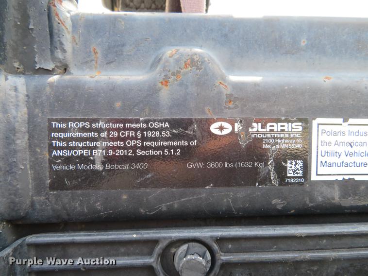 image for item DE8092 2015 Bobcat 3400 utility vehicle