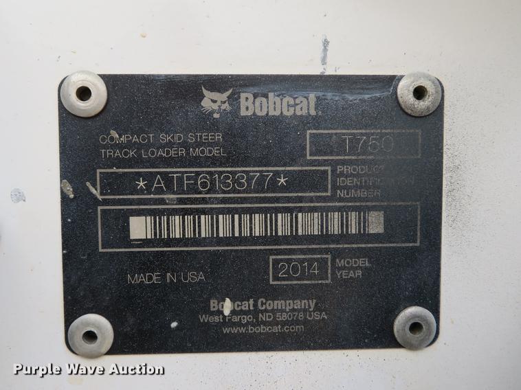 image for item DE8093 2014 Bobcat T750 skid steer