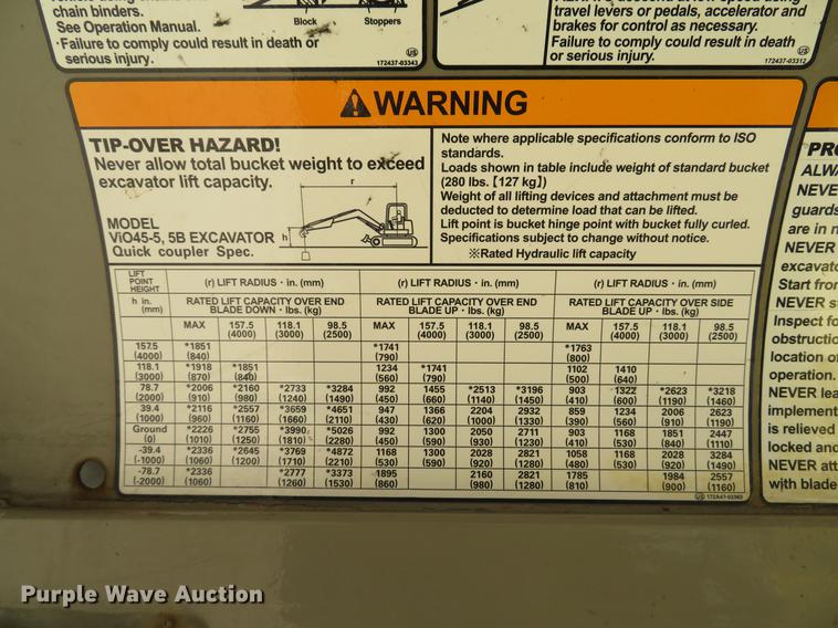 image for item DE8112 2012 Yanmar Vi045-5B mini excavator