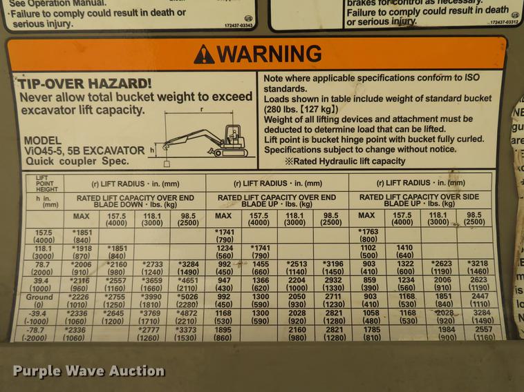 image for item DE8113 2012 Yanmar Vi045-5B mini excavator