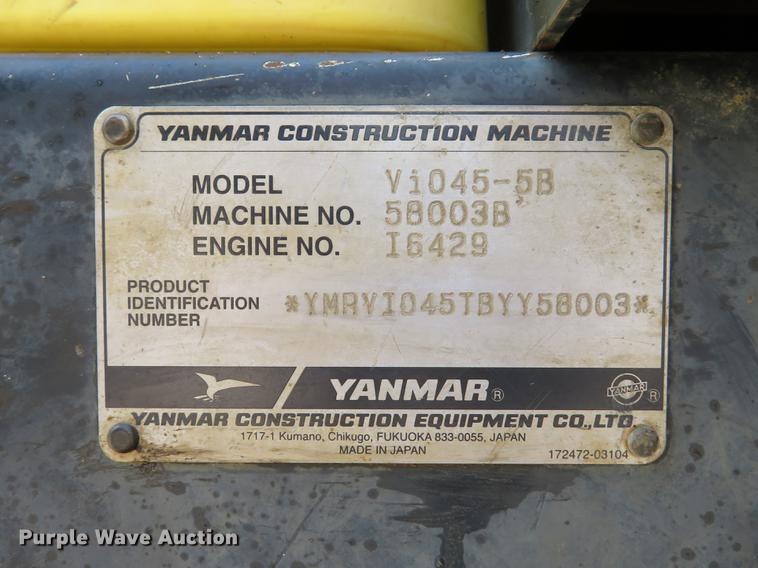 image for item DE8113 2012 Yanmar Vi045-5B mini excavator