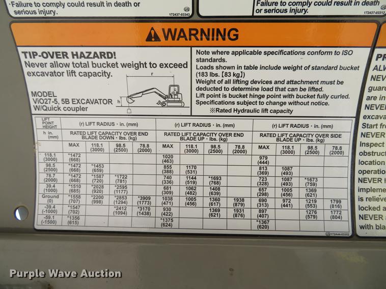 image for item DE8115 2012 Yanmar Vi027-5B mini excavator