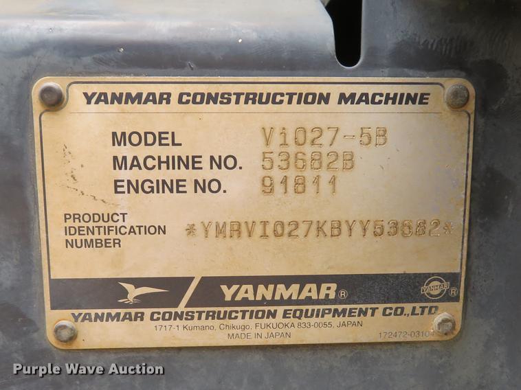image for item DE8115 2012 Yanmar Vi027-5B mini excavator