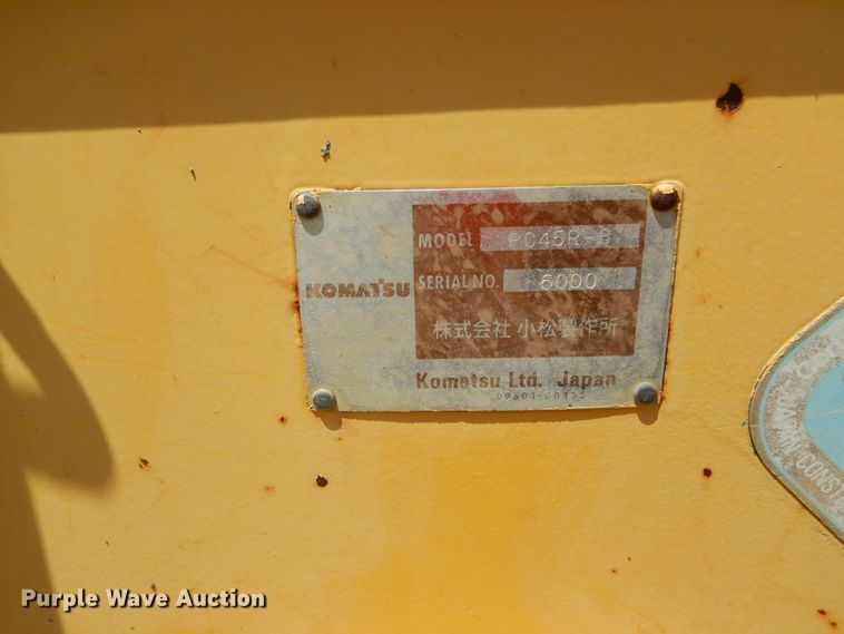 image for item DY9841 1999 Komatsu PC45R-8 mini excavator