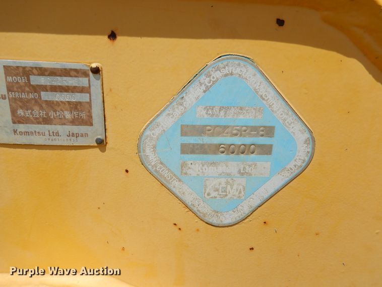 image for item DY9841 1999 Komatsu PC45R-8 mini excavator