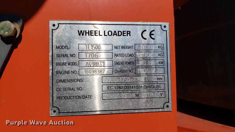 image for item EU9801 2017 Tuff TL1500 wheel loader