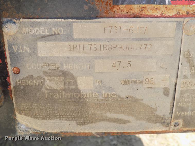 image for item DB9552 1992 Trailmobile drop deck equipment trailer