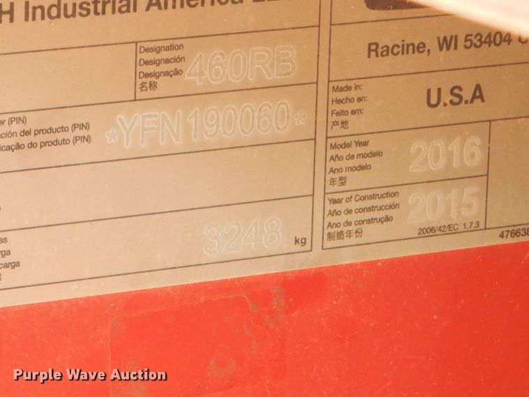 image for item ED9394 2016 New Holland Rollbelt 460 round baler