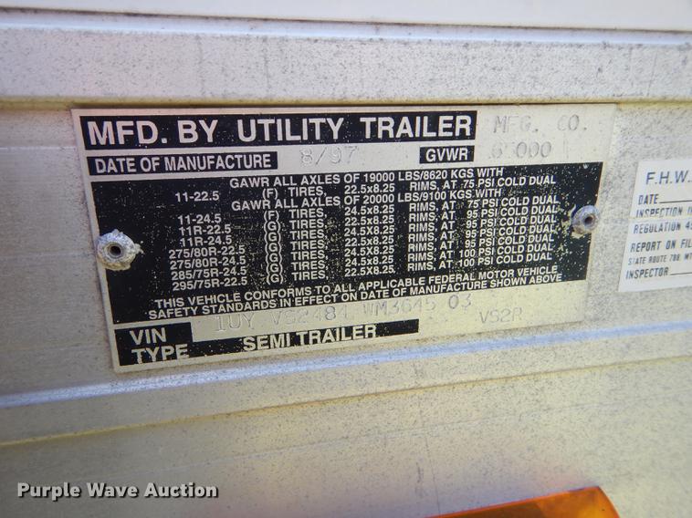 image for item FT9509 1997 Utility VS2R refrigerated van trailer