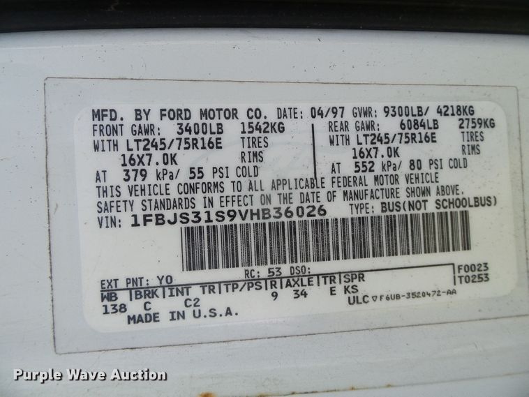 image for item DC5125 1997 Ford Club Wagon van