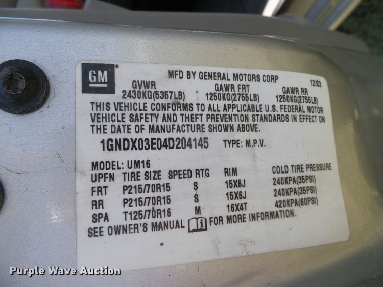 image for item DC5126 2004 Chevrolet Venture van