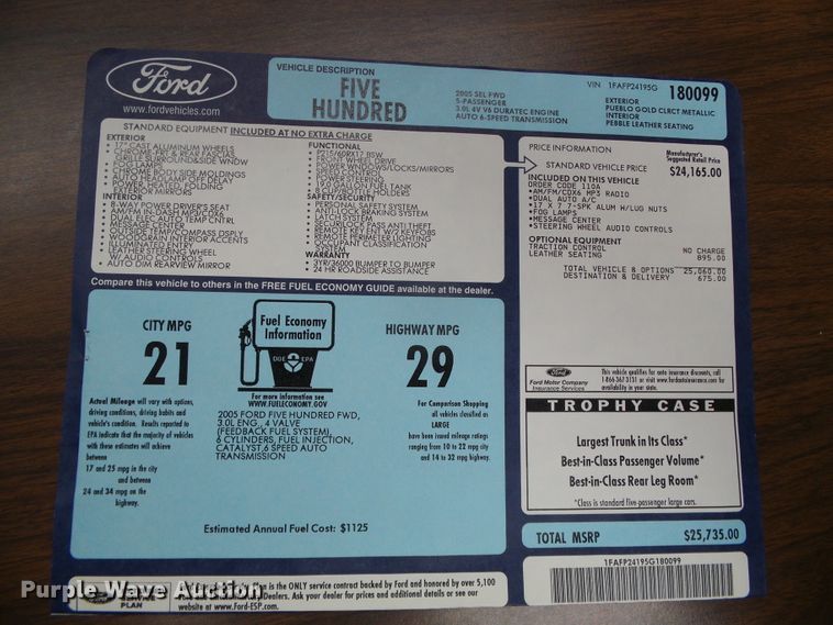 image for item DC5129 2005 Ford Five Hundred SEL