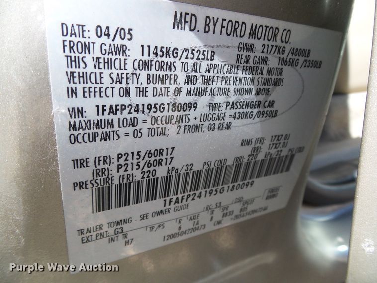 image for item DC5129 2005 Ford Five Hundred SEL