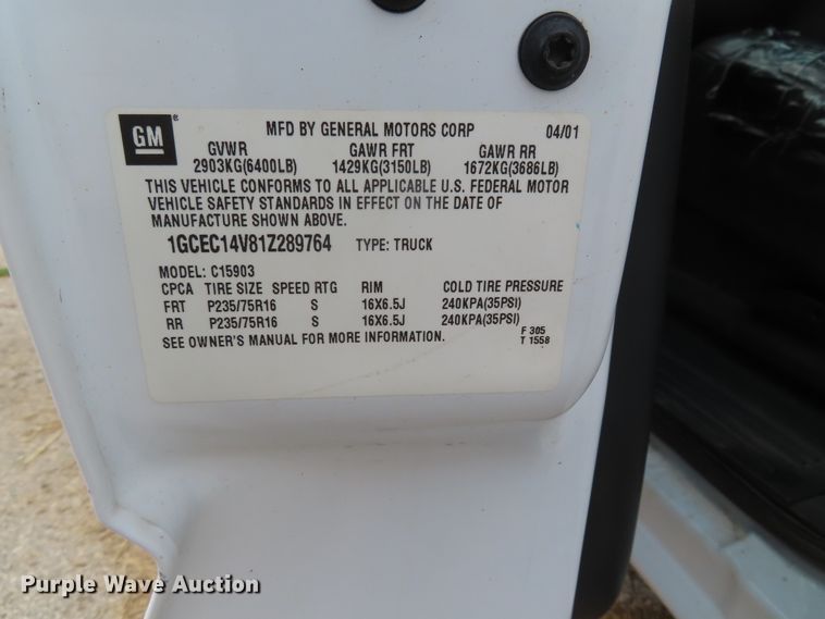 image for item DD6214 2001 Chevrolet Silverado 1500 pickup truck