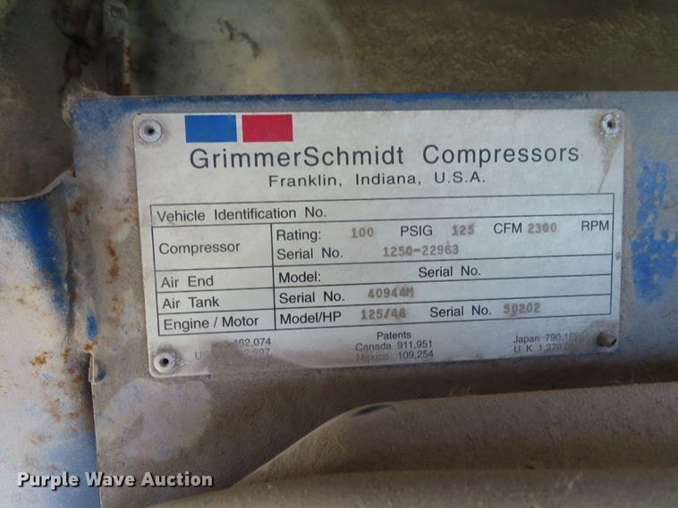 image for item DD6256 1998 Grimmer Schmidt 125Q air compressor