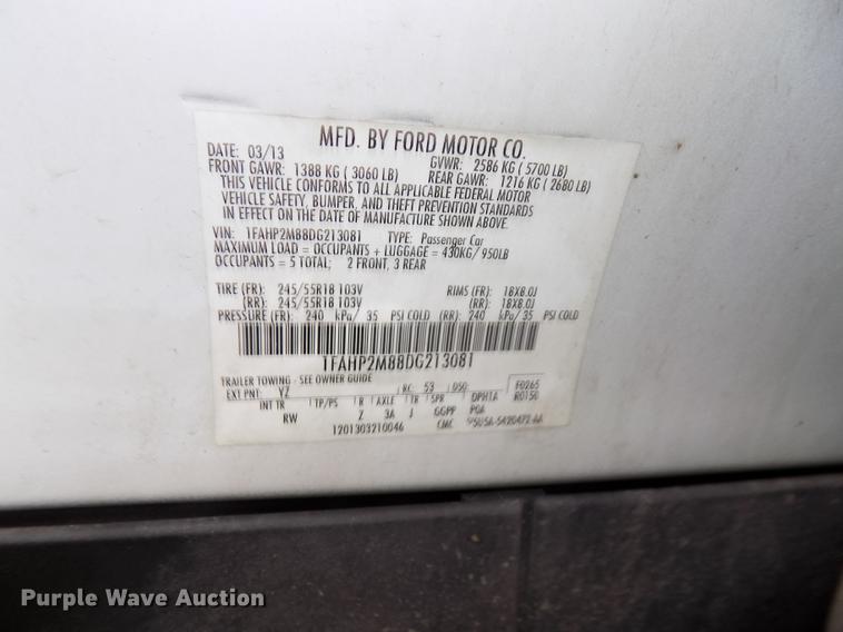 image for item DE7703 2013 Ford Taurus Police Interceptor