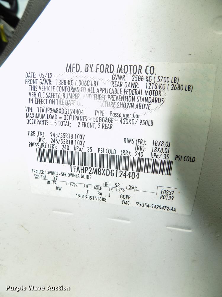 image for item DE7708 2013 Ford Taurus Police Interceptor