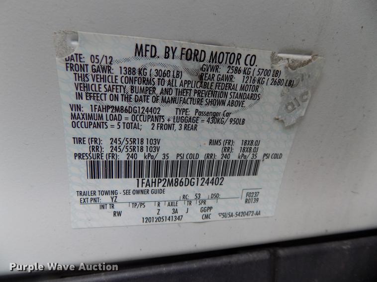 image for item DE7710 2013 Ford Taurus Police Interceptor