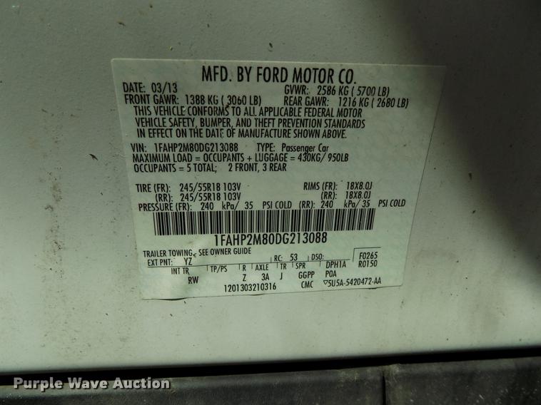 image for item DE7711 2013 Ford Taurus Police Interceptor