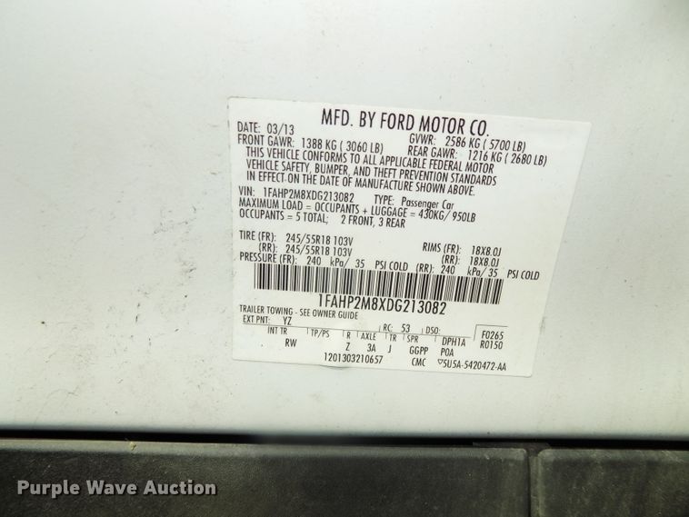 image for item DE7717 2013 Ford Taurus Police Interceptor