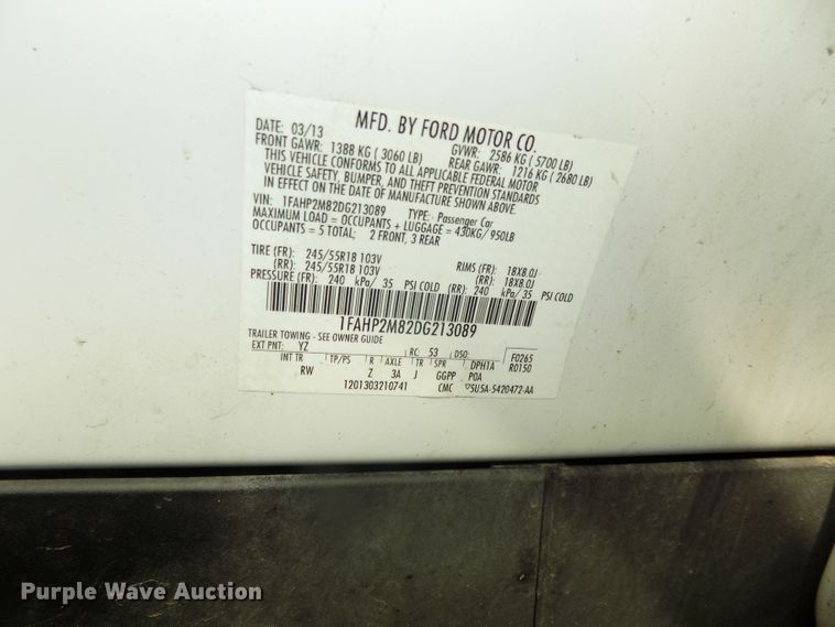 image for item DE7719 2013 Ford Taurus Police Interceptor